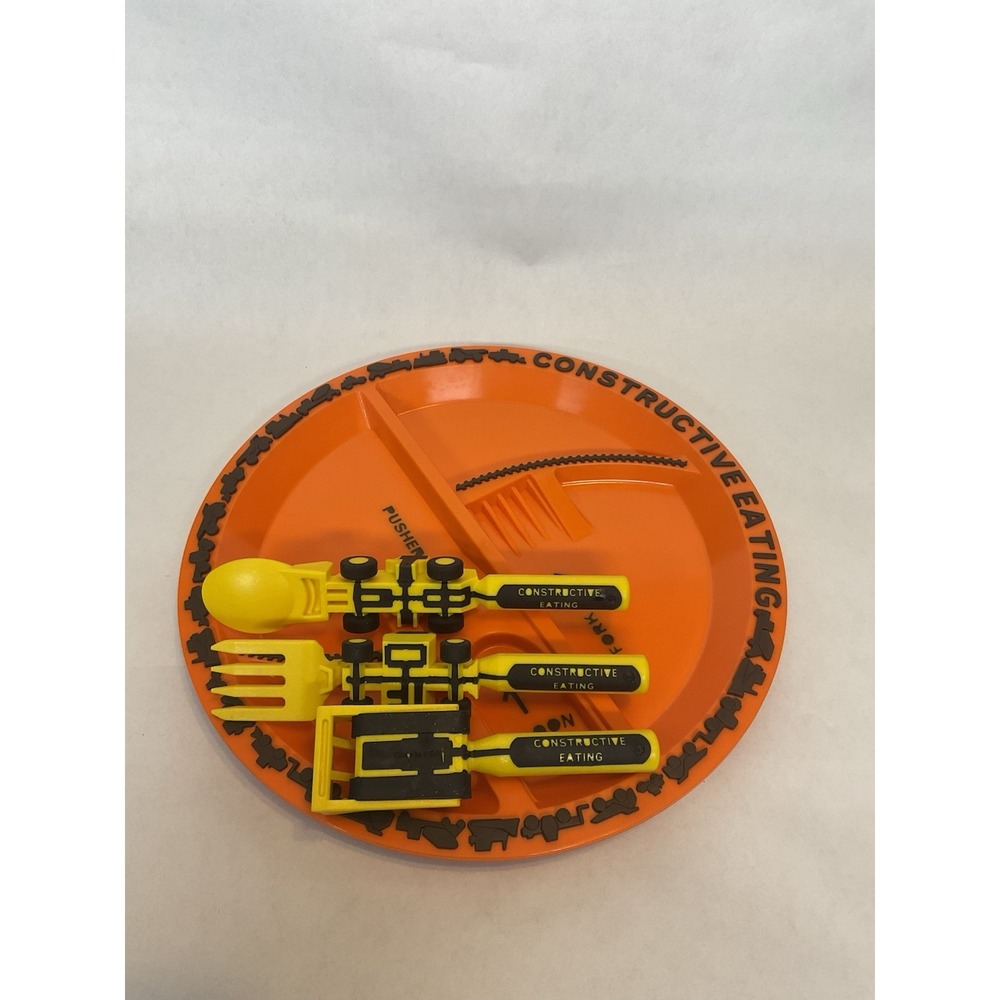 Constructive Eating Construction Combo Set (4 Pieces) Plate And Utensils